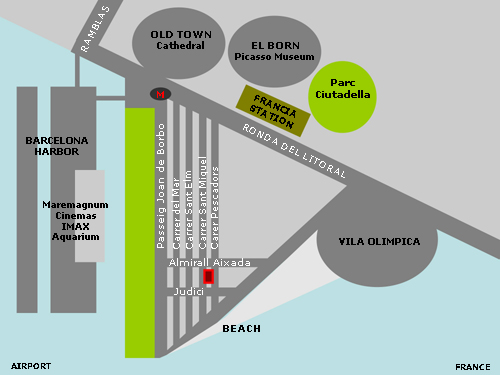 Barceloneta map